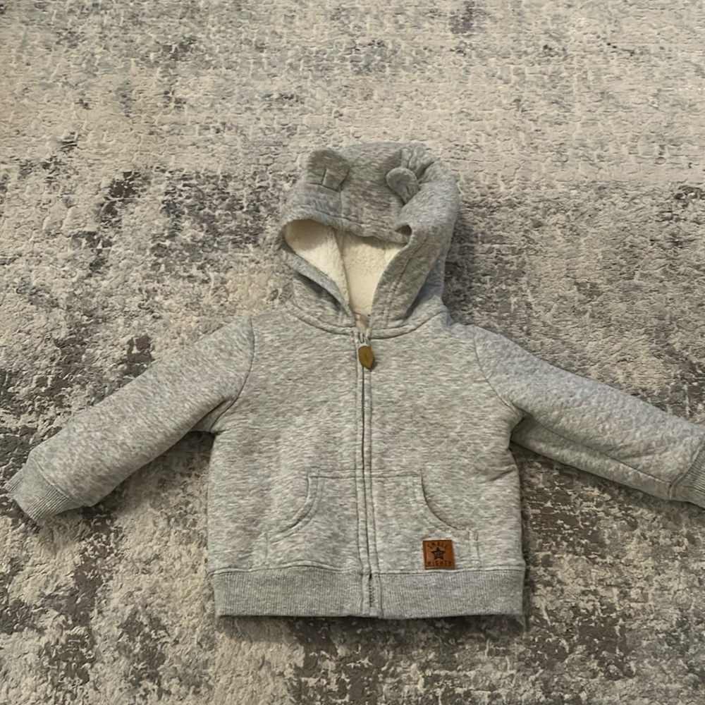 Simple joys Sherpa lined zip up hooded sweatshirt size 12 months